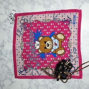 Moschino pink teddy toy nautical silk scarf